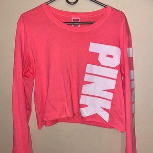 Neon pink long sleeve PINK crop top